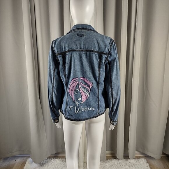 Cherokee Women's Customized Multi Button 100% Cotton Blue Jean Jacket Size S - Picture 4 of 14